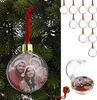 A Christmas tree ornament with a family photo inside, hanging on a Christmas tree. Produktbild-Vorschau