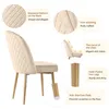 Close-up views and descriptive callouts of a beige upholstered chair with gold legs. Náhľad obrázku produktu
