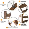 Diagram showing the steps to assemble and mount a wall shelf with hooks. Produktbild-Vorschau