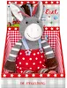 A plush donkey toy sitting in its branded box. Produktbild-Vorschau