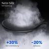 A close-up view of an ergonomic office chair seat, with steam or smoke effects to illustrate heat dissipation and support features. Náhled obrázku produktu