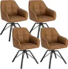 Four brown swivel chairs with black legs arranged in a grid. Produktbild-Vorschau