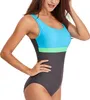 Damen 1 Stück Badeanzug Sport lebendige Farbe Blockieren Produktbild-Vorschau 4