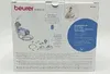 The image shows the packaging of a Beurer medical inhaler, with various features and accessories highlighted. Produktbild-Vorschau