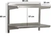 A metal shelf unit with dimensions indicated. Produktbild-Vorschau