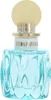 A close-up studio shot of a Miu Miu L'Eau Bleue Eau de Parfum bottle. Voir les images du produit