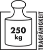 A graphic representing a weight with text indicating capacity. Produktbild-Vorschau