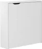 A white, modern, three-drawer cabinet or desk, possibly a shoe cabinet, shown from the front. Produktbild-Vorschau