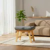 Relaxdays Fußhocker aus Bambus, gepolsterte Fußablage, Produktbild-Vorschau 3