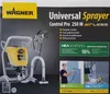 The image shows the packaging of a Wagner Universal Sprayer, Control Pro 250 M airless paint sprayer. It includes product images, feature highlights, and usage examples. Anteprima dell’immagine prodotto
