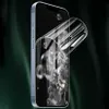 A screen protector is being applied to a smartphone, showing bubbles underneath. Produktbild-Vorschau