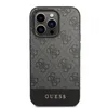 A grey and black Guess phone case for an iPhone 14 Pro, shown from the back. Voir les images du produit