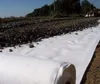 Construction site with a roll of white geotextile fabric being laid out on the ground, with gravel and soil in the background. Produktbild-Vorschau