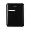 A black retro-style mini refrigerator is shown against a white background. Produktbild-Vorschau