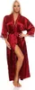 Vestaglia lunga da donna in seta kimono; rosso scuro M Anteprima dell’immagine prodotto 1