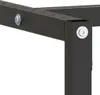 A close-up view of the corner joint of a black metal workbench frame, showing a silver bolt and washer. Náhľad obrázku produktu
