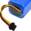 A close-up view of a blue battery pack with wires and a connector. Voir les images du produit