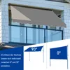 A balcony awning shown in use and with diagrams illustrating its adjustable angles. Anteprima dell’immagine prodotto
