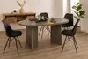 A dining room setting with an oval table and chairs, a sideboard on the wall, and a plant. Produktbild-Vorschau