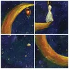 Wanduhr - Quadrat - Glasuhr - Mädchen auf der Mond - Produktbild-Vorschau 8