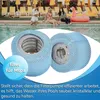 People relaxing by a pool with inflatable toys, with product filters in the foreground. Produktbild-Vorschau