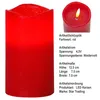 A red LED candle with product specifications displayed next to it. Produktbild-Vorschau