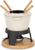 A fondue set on a wooden base. Voir les images du produit