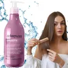 A woman is shown combing her smooth, brown hair while a bottle of Arkemusa SMOOTH Smoothing Conditioner is displayed next to her, with water splashes in the background. Náhľad obrázku produktu