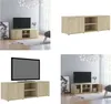 Collage of a TV stand with a TV on it, and a separate view of the TV stand. Náhled obrázku produktu