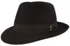 Borsalino edler Fedora Haarfilzhut mit mittelbreiter Krempe in schwarz