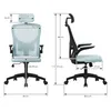 Diagrams showing the dimensions of an ergonomic office chair. Náhľad obrázku produktu