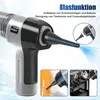 A close-up of a handheld vacuum cleaner with text and inset images demonstrating its features. Produktbild-Vorschau