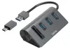 A gray USB hub with multiple ports and a USB-C adapter. Anteprima dell’immagine prodotto