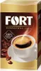 A product shot of a coffee package with a cup of coffee and coffee beans. Podgląd zdjęcia produktu