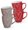 Set di 4 tazze da caffè grandi in stile country con cuori Anteprima dell’immagine prodotto 1