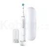 A white electric toothbrush with its charging base and travel case, displayed against a white background. Produktbild-Vorschau