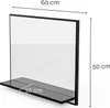 A black framed mirror with a shelf attached, shown with dimensions indicated. Podgląd zdjęcia produktu