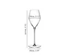 A single wine glass with dimensions indicated by lines and text. Podgląd zdjęcia produktu