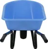 A blue plastic wheelbarrow with black metal legs and handles, shown from the front. Produktbild-Vorschau