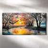 Leinwand Uhr Küche Wohnzimmer Bild 60x30 Wand Bild Wald Produktbild-Vorschau 2