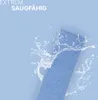 A blue microfiber mop head is shown with water splashing around it against a light blue background. Produktbild-Vorschau