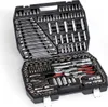 An open toolbox filled with various tools, including sockets, wrenches, and ratchets. Produktbild-Vorschau