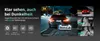 Marketing image for a car dashcam, showing its night vision capabilities and multiple camera views. Produktbild-Vorschau