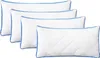 Four white pillows with blue trim are arranged diagonally on a white background. Produktbild-Vorschau