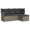 vidaXL 4-tlg. Garten-Sofagarnitur mit Kissen Grau Poly Produktbild-Vorschau 1