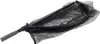 A black fishing net with a gray handle is shown against a white background. Produktbild-Vorschau