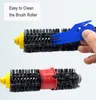 Two brush rollers for a vacuum cleaner are shown. One is being cleaned with a blue tool, and the other has a red attachment with markings. Náhled obrázku produktu