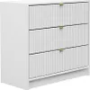 A white dresser with three drawers and gold handles. Anteprima dell’immagine prodotto
