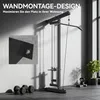 A wall-mounted lat pulldown station in a home gym setting, with dumbbells and a kettlebell nearby. Produktbild-Vorschau