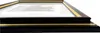 A close-up, angled view of a picture frame with a dark brown and gold finish. Produktbild-Vorschau